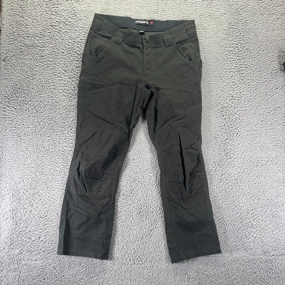 Wolverine Pant Mens 36x30 Green Cotton Canvas Cargo Workwear Utility Stretch